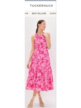 NWT Tuckernuck Hyacinth House Pink Floral One Shoulder Midi Dress L Sold Out!
